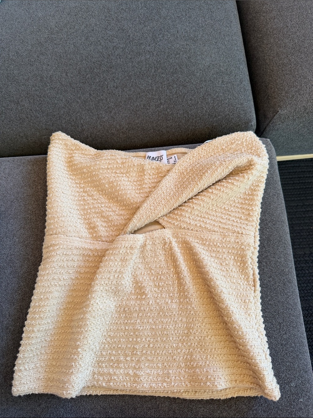 Princess Polly Cream Textured Strapless Tank
